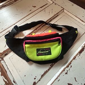 Nylon Neon Fanny Pack Hip Belt Bag Purse Valley Girl Costume America Money Bag